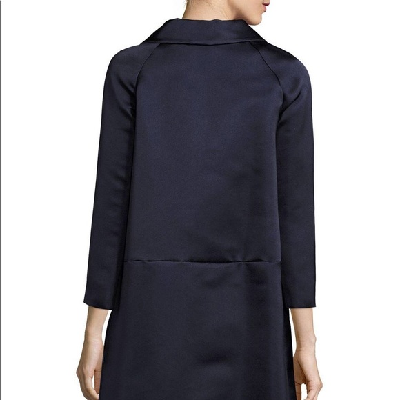 Barbara Tfank Silk Satin Navy Trapeze Coat - Picture 2 of 7